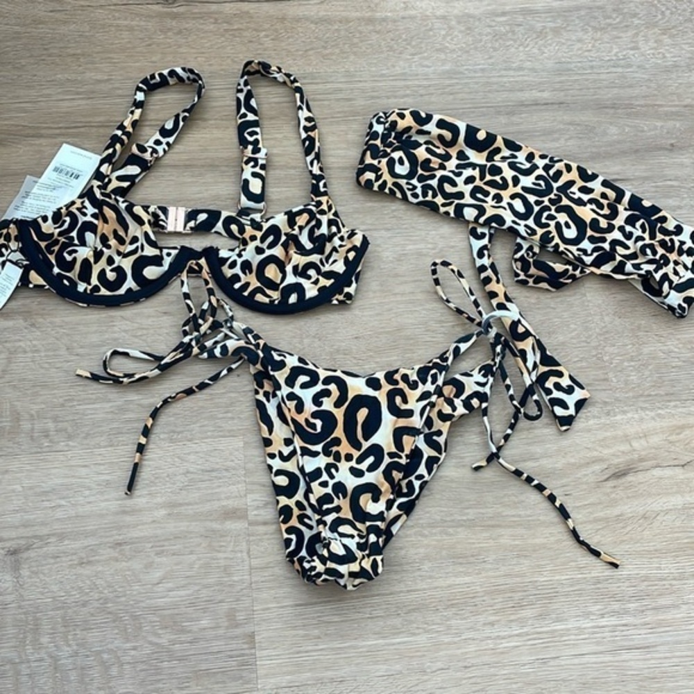 bond eye leopard 3 piece swimwear